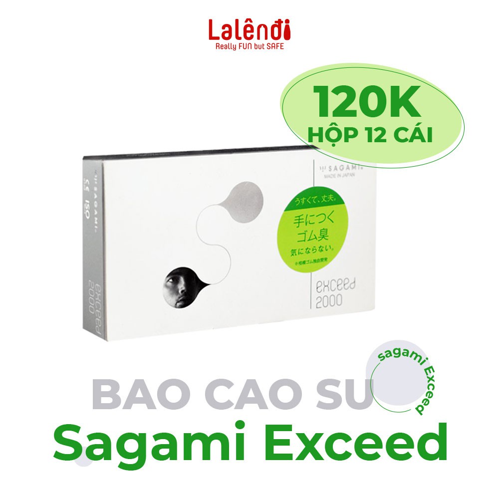 Bao cao su Sagami Exceed 2000 Nhật Bản siêu mỏng, ôm khít, nhiều gel bôi trơn (12 bao/hộp) , Lalendi