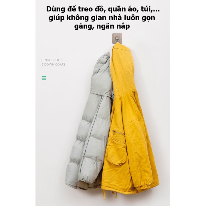 Móc dán tường mạ inox không gỉ loại cực tốt, móc dán nhà tắm chịu lực 20kg MDT00012