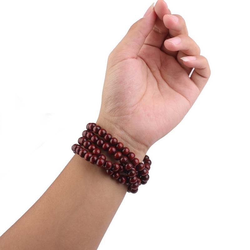 Vòng Tay Phật Giáo 108 Hạt Gỗ Tím Đỏ