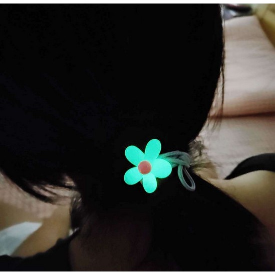 Bộ 2 Dây Cột Tóc Đính Hoa Dạ Quang Đáng Yêu Cho Bé