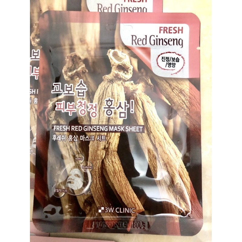 Mặt  nạ  dưỡng ẩm da 3W CLINIC FRESH RED GINSENG MASK SHEET 23g