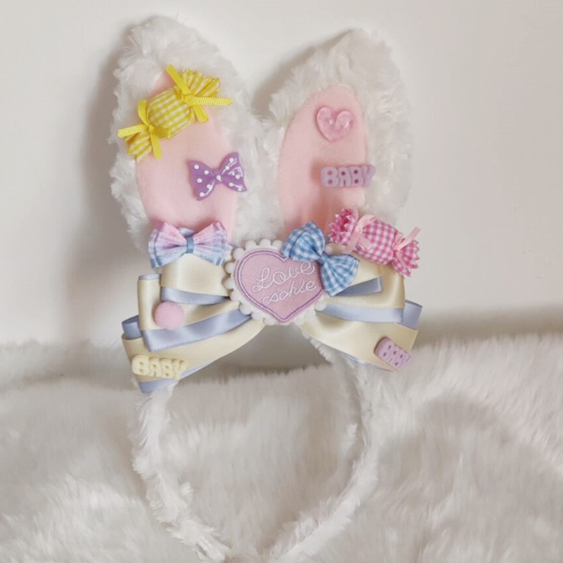 Băng Đô Tai Thỏ Phối Lông Xù Đáng Yêu Dành Cho Hóa Trang