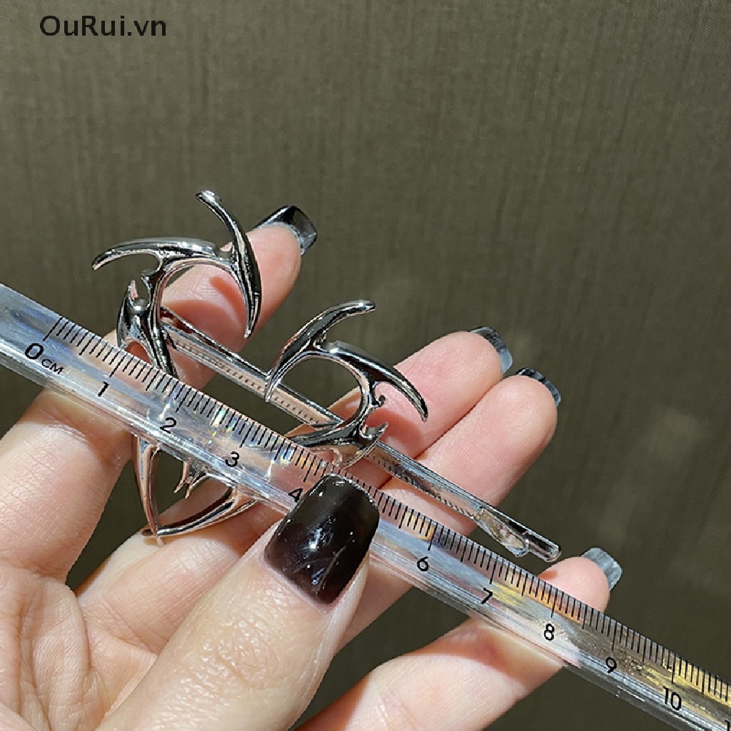 {RUI} Kẹp Tóc Kẹp Bên Hông Bằng Kim Loại Trái Tim Hình Học Độc Đáo Phong Cách Hip Hop {OuRui.vn}