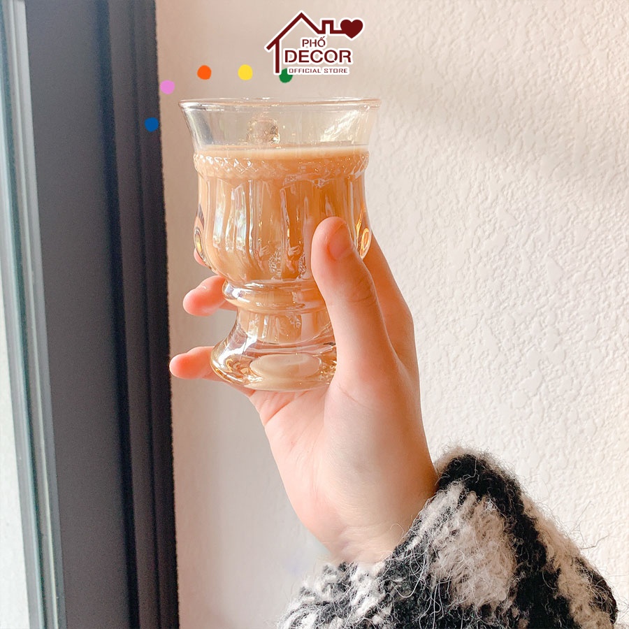 Ly Vintage Phố Decor Chất Liệu Thủy Tinh Có Quai Chân Cao Chịu Nhiệt