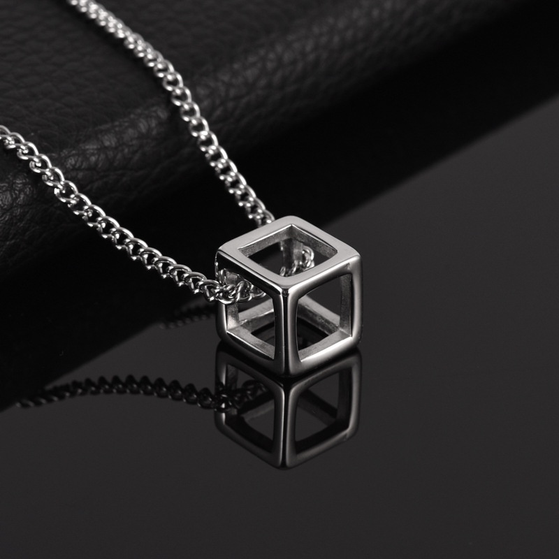 Dây Chuyền Cube Lập Phương Rỗng Saz Store Màu Bạc - Mặt Vòng Cổ Cube Chain Đơn Giản Titan Không Gỉ - Cube Chain