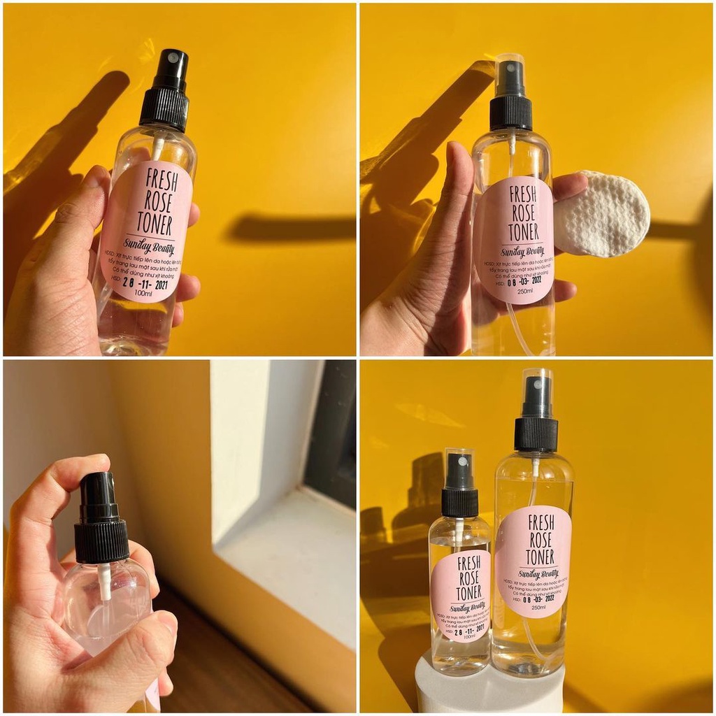 Toner hoa hồng cấp ẩm thu nhỏ lỗ chân lông thiên nhiên Fresh Rose toner Sunday Beauty handmade