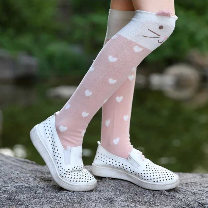 Đôi Tất Dài Họa Tiết Hoạt Hình Dành Cho Bé Gái