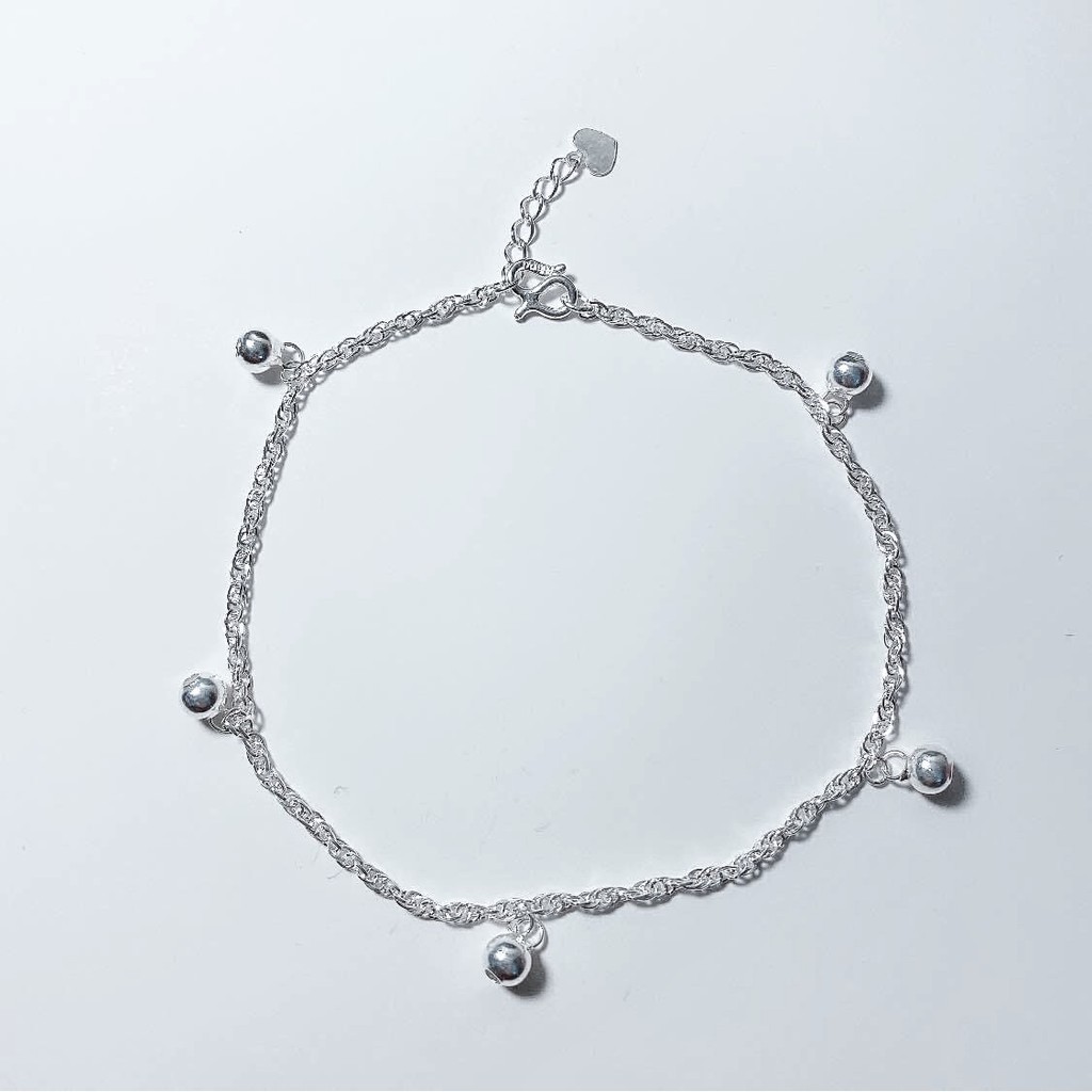 Lắc Tay Lắc Chân Bạc Ta CaoBac Jewellery Cho Nữ Sợi Xích Xoắn Mix 5 Viên Bi