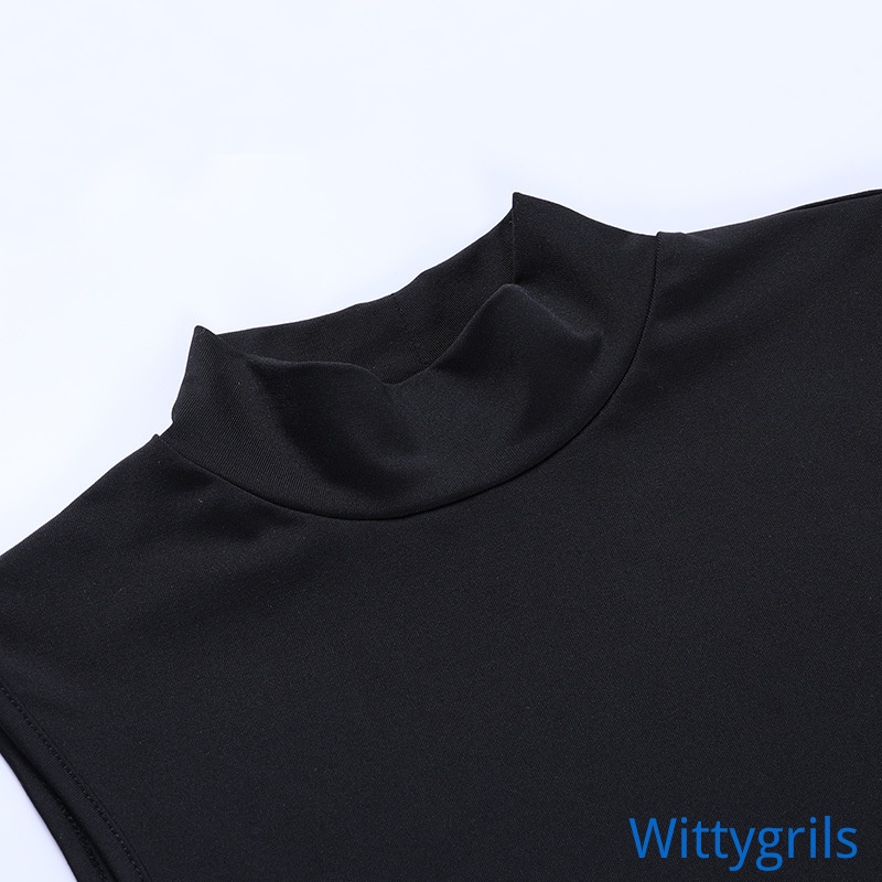 Wittygirls_shop | Đầm dài không tay màu sắc trơn thiết kế xẻ tà thời trang mùa hè dành cho nữ