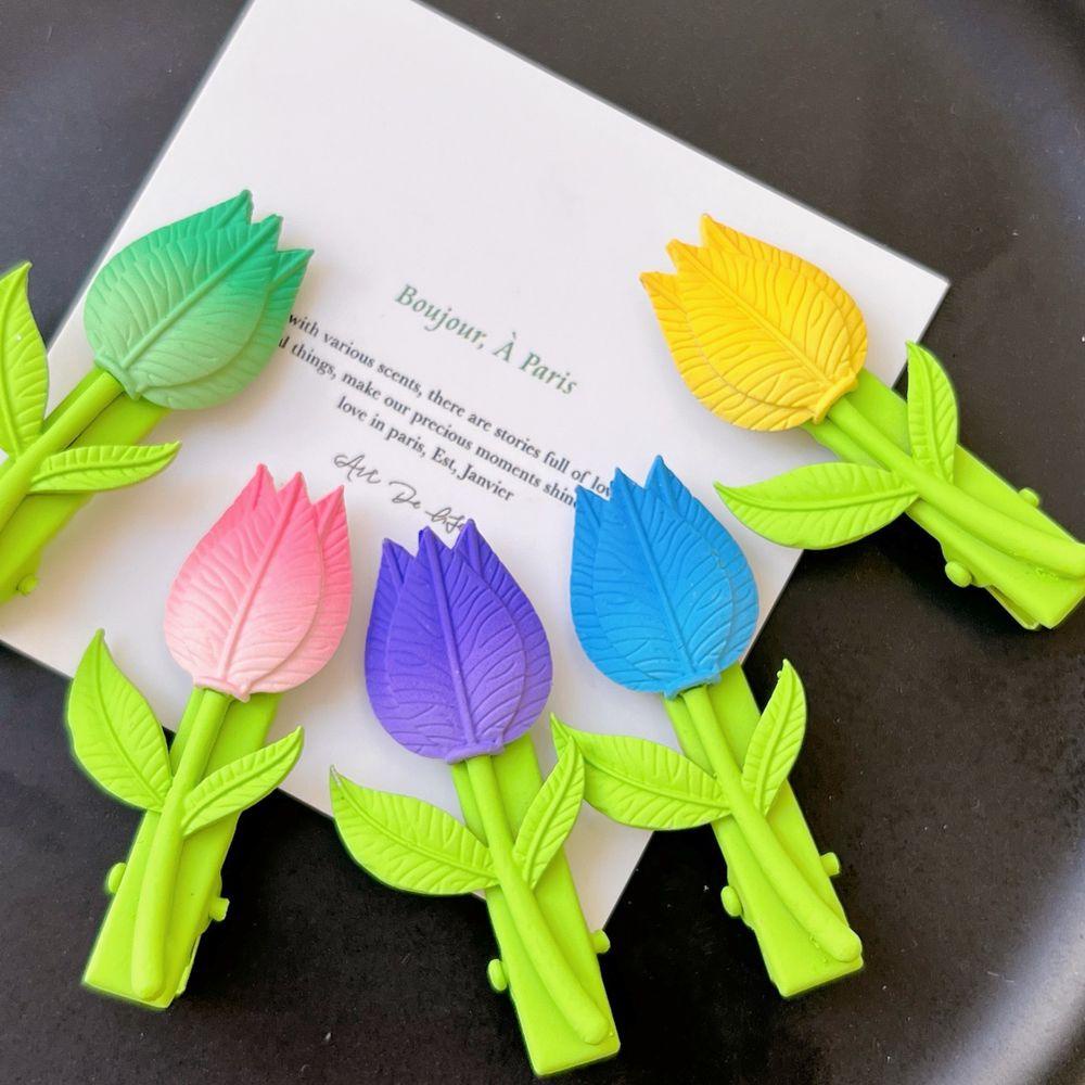 Kẹp Tóc Hình Hoa Tulip Màu Kẹo Ngọt Dễ Thương Cho Bé Gái