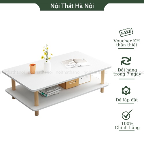 Bàn trà, bàn sofa đơn giản 2 mặt hình chữ nhật, hình trứng, hình giọt nước phong cách Bắc Âu chân gỗ tự nhiên chắc chắn