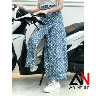 Váy chống nắng freeSize kaki bông xẻ tà có túi - miếng dán kết hợp nút bấm [được lựa mẫu]