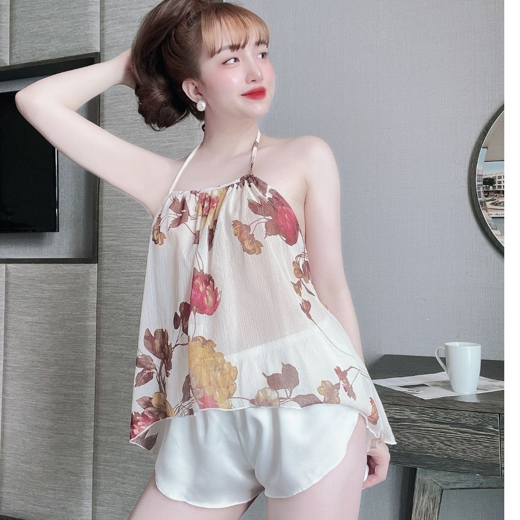 Đồ ngủ nữ Bigsize❣️FREE SHIP❣️Đồ ngủ sexy lụa Chiffon phối Satin cao cấp mềm mại xinh xắn &lt; 70kg