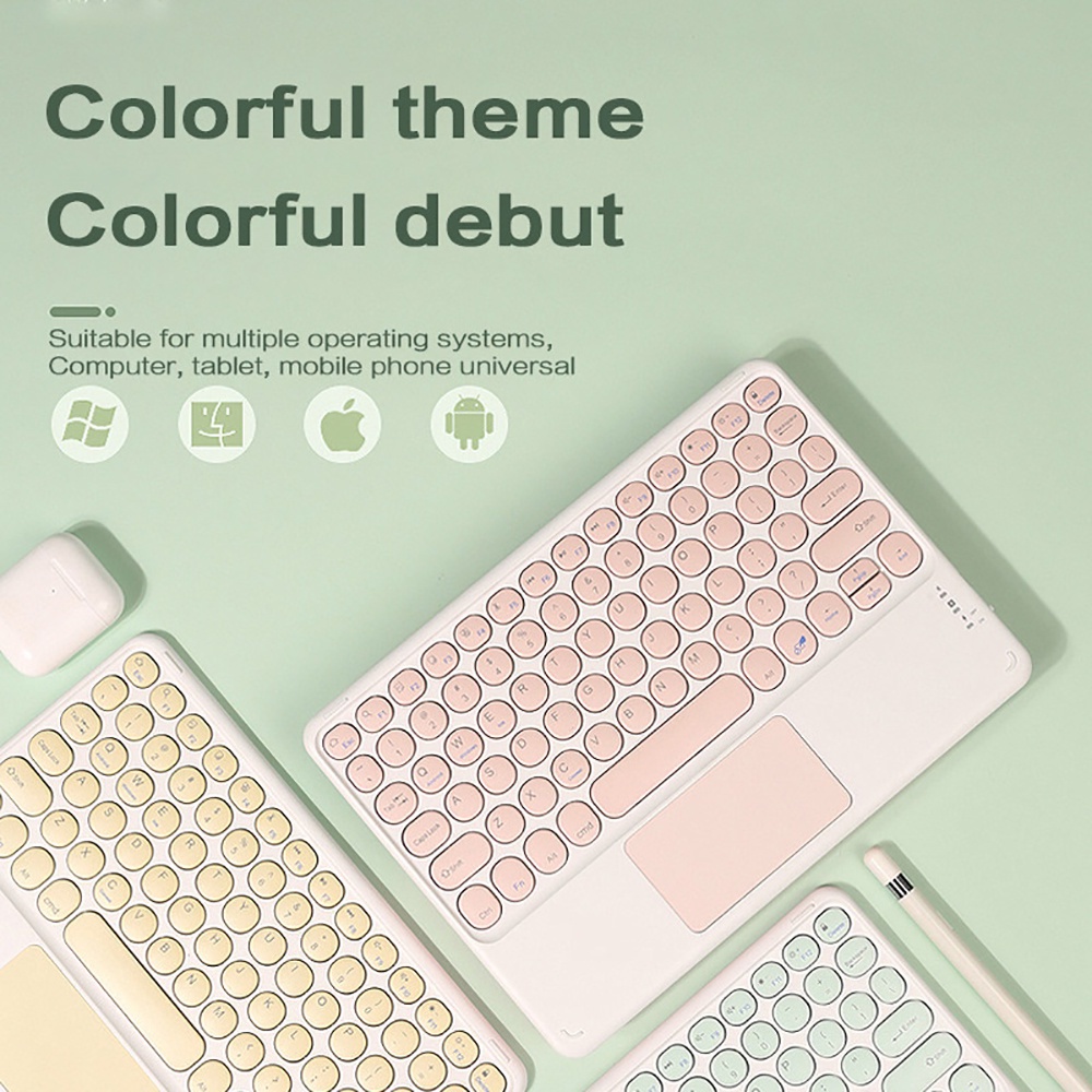 Bộ Bàn Phím Và Chuột Bluetooth Không Dây Hình Tròn 10 inch Có Nam Châm Thông Dụng Cho iPad / Laptop / Điện Thoại