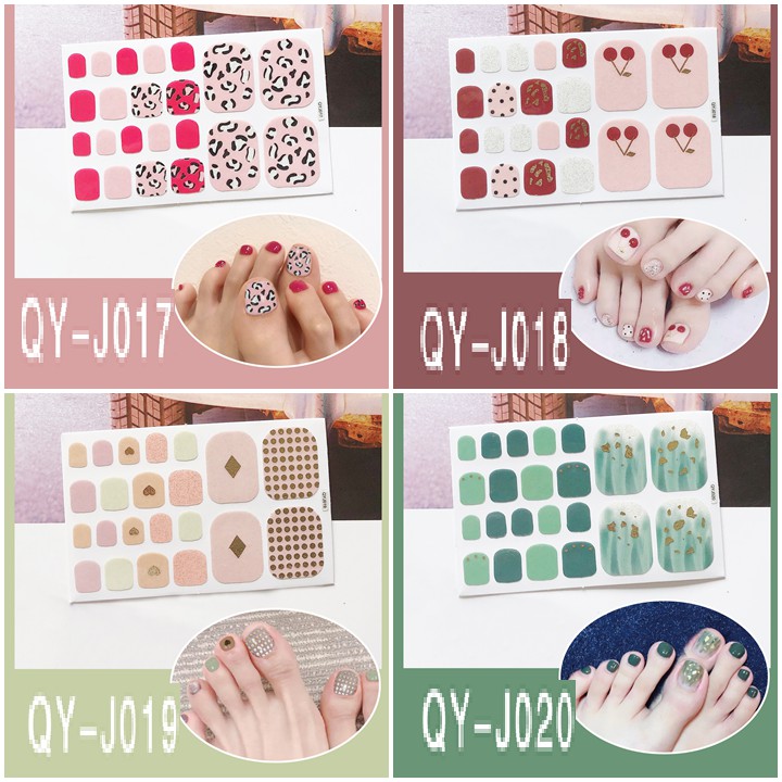 [Sỉ-Rẻ] Bộ dán móng chân nail sticker gồm 22 móng, không thấm nước, có độ đàn hồi tốt Phần 2 QYJ [Lẻ-Sỉ]