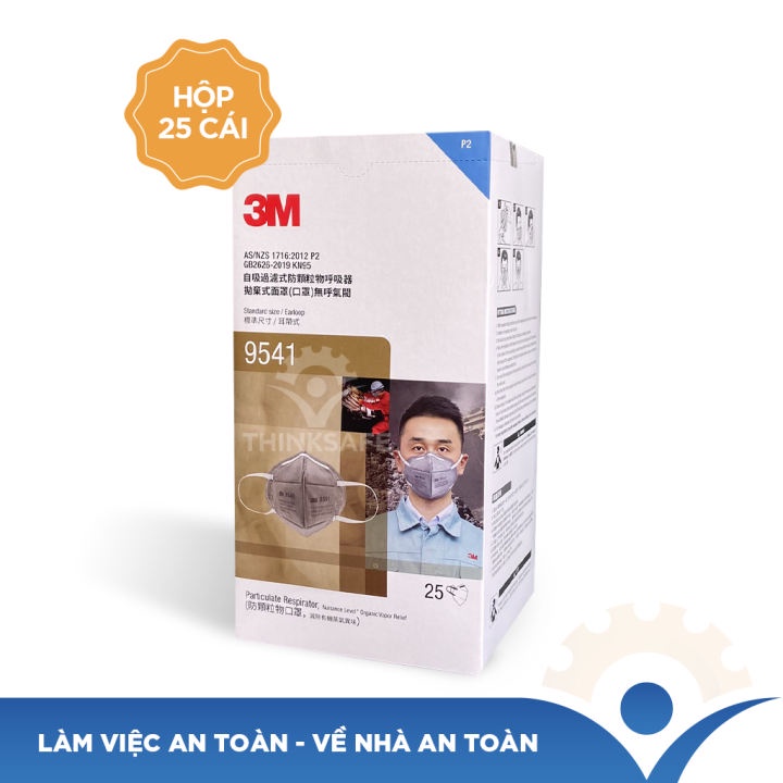 Khẩu trang phòng độc 3M 9541 kháng khuẩn, bụi mịn, lọc hơi hữu cơ, mùi Khẩu trang 3M chính hãng - THINKSAFE