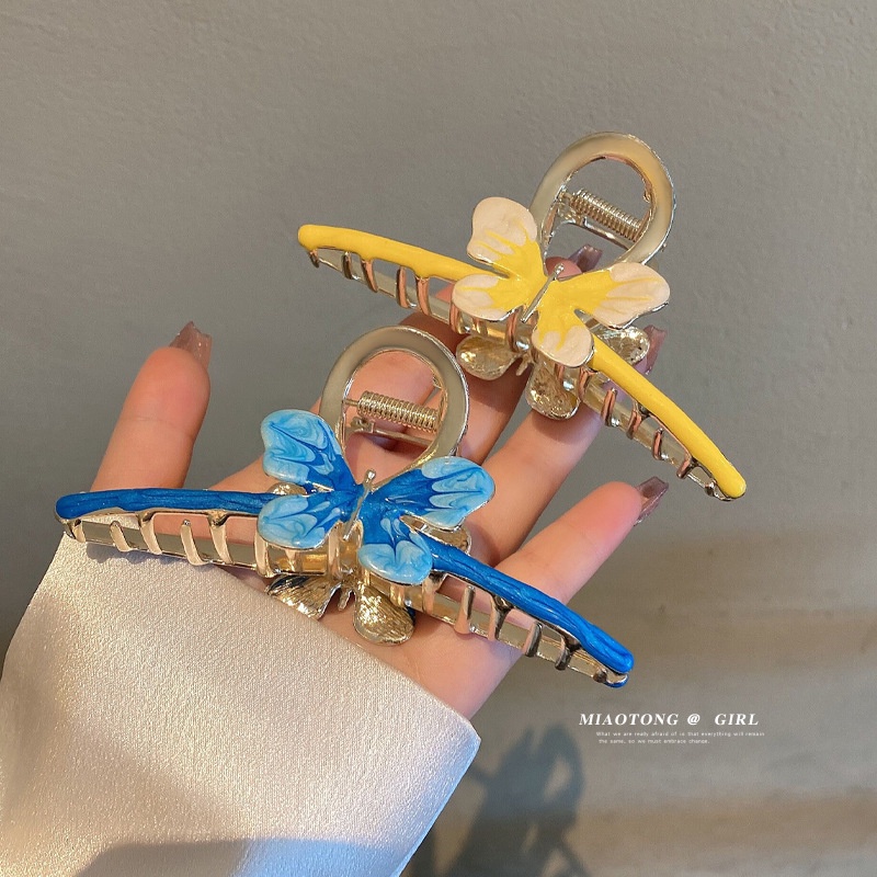 Kẹp Càng Cua Kim Loại Màu Trơn Hình Bướm Thời Trang Cho Nữ