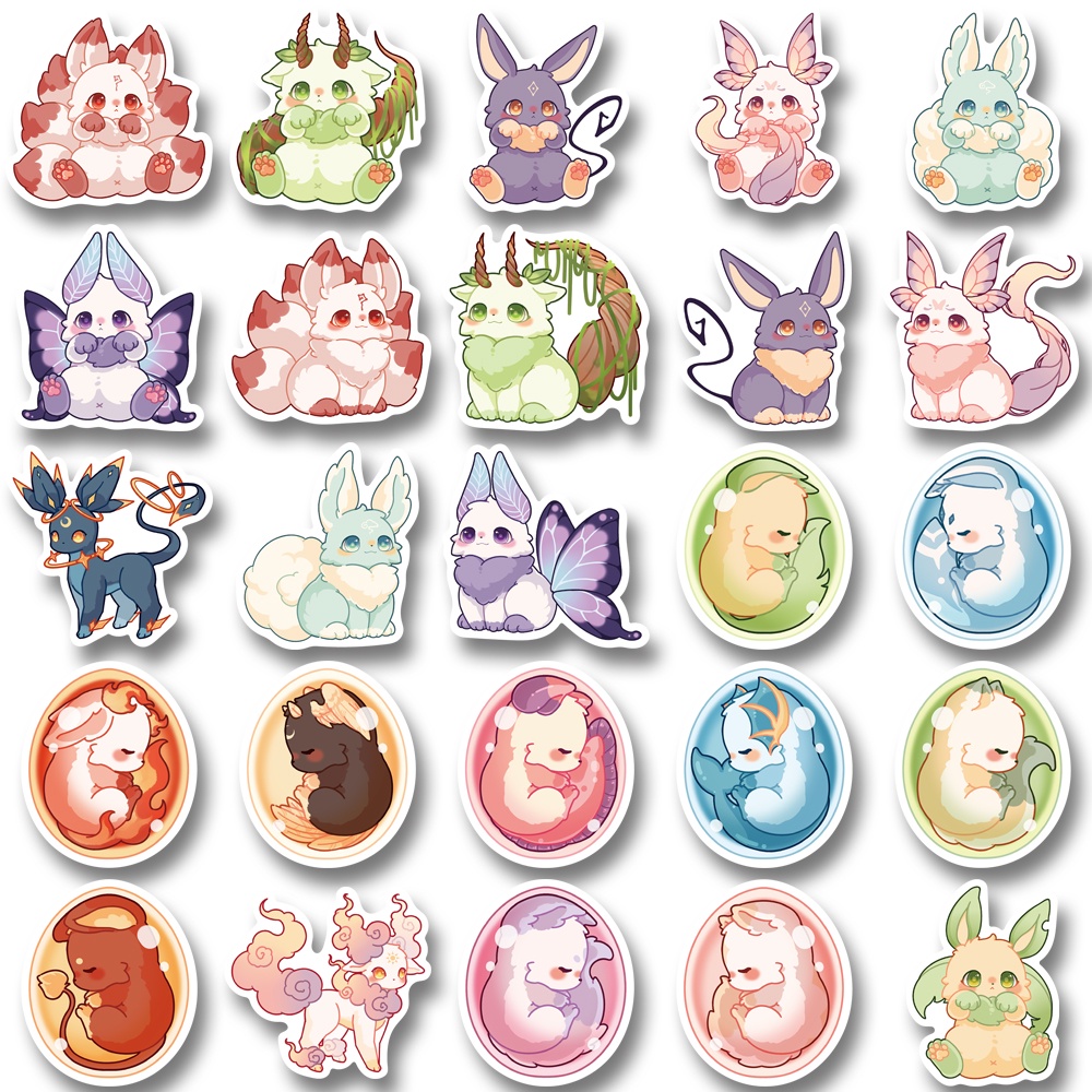 Set 50 Miếng Dán Hoạt Hình Chống Nước Dễ Thương Trang Trí Laptop