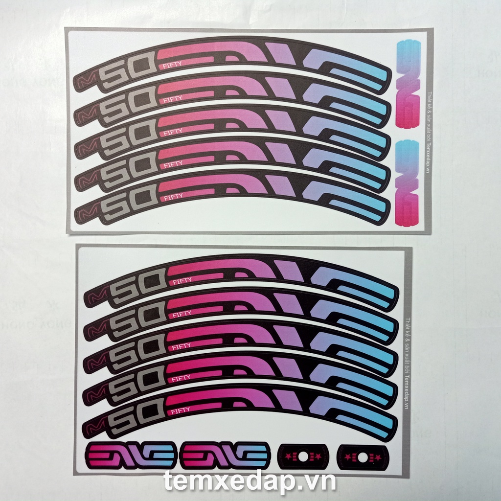 Tem decal dán vành niềng bánh xe đạp địa hình ENVE M50 FIFTY | MTB wheel decal | Temxedap.vn