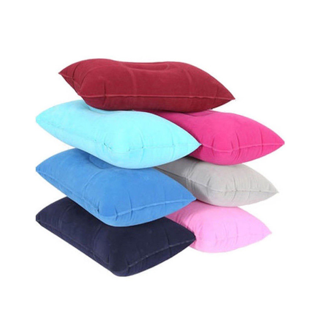 CHERRY💛 Ultralight Inflatable Air Pillow Home Square Flocking Cushion Bed Travel Car Outdoor Hiking Camping Rest/Multicolor