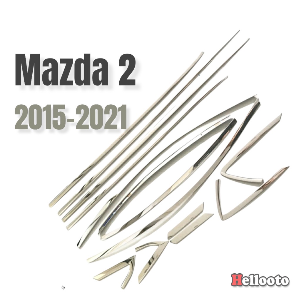 Nẹp Chân Kính, Viền Cong Kính Inox Cho Xe Mazda 2 2016 đến 2021