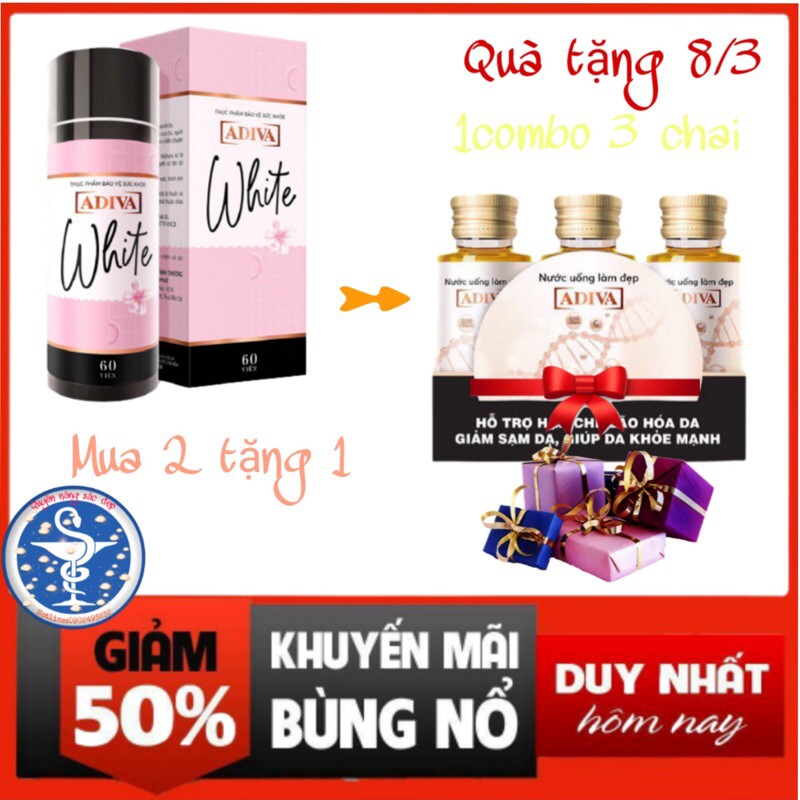 Combo 2 hộp Adiva White tặng quà .