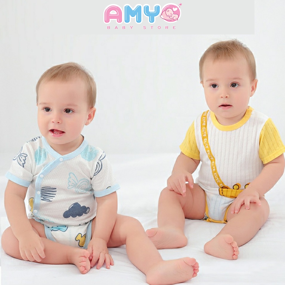 Bodysuit cho bé gái bé trai AMYO bộ body cho bé sơ sinh đầy tháng 3 6 9 12 tháng thôi nôi 11.BDS01.03-1