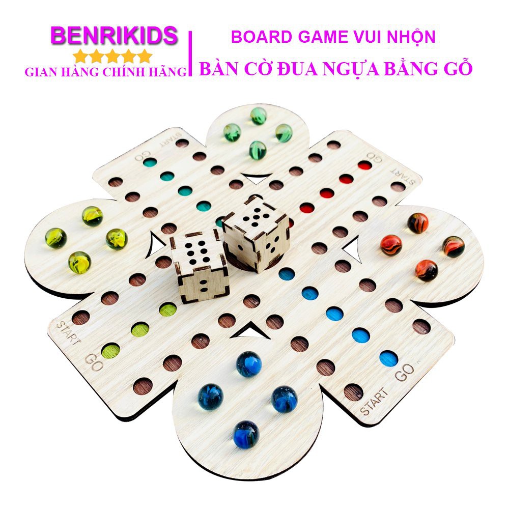 Bộ Đồ Chơi Board Game Vui Nhộn Cờ Cá Ngựa Kèm 2 Viên Xúc Xắc Bằng Gỗ Benrikids Dành Cho 2 Đến 4 Người Chơi