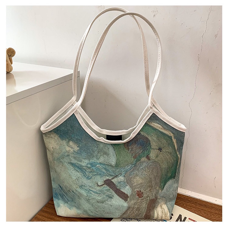 Túi tote Đeo Vai Vải canvas Họa Tiết Tranh Sơn Dầu Cỡ Lớn Thời Trang Cho Nữ TTF172