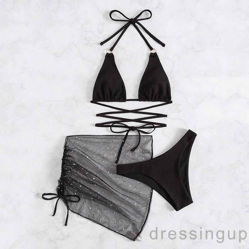Bộ Đồ Bơi Đính Kim Sa Lấp Lánh Có Dây Đeo Cổ Độc Đáo Quyến Rũ Cho Nữ