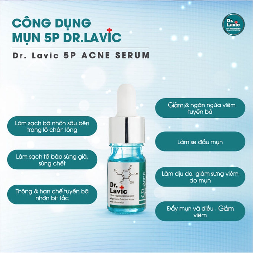Serum giảm mụn Dr.Lavic 5P Ance Serum, tinh chất đẩy Mụn dành cho cả nam và nữ  - Giảm thâm, tái tạo thông tuyến bã nhờn