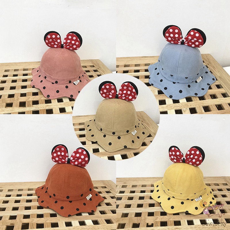 Mũ đính nơ in họa tiết hoạt hình phong cách Hàn Quốc đáng yêu cho bé trai và gái