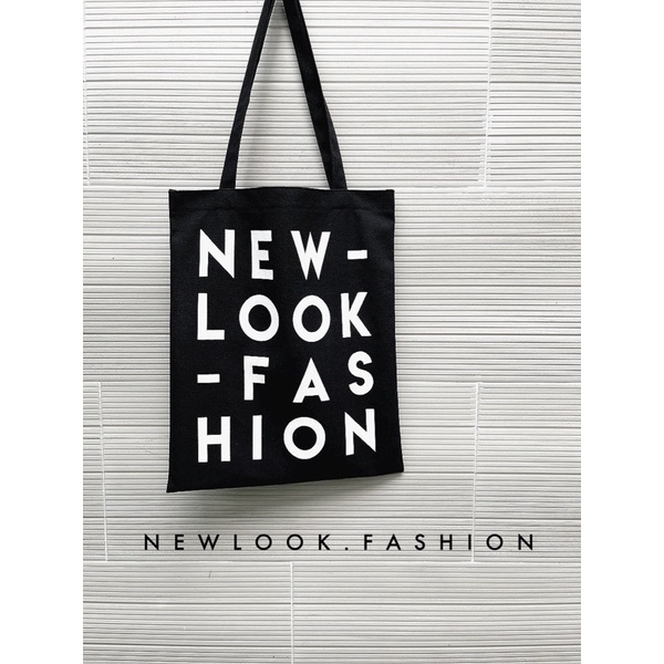 ★ TÚI TOTE ĐEO VAI NAM NỮ VẢI BỐ CANVAS ĐEN TRƠN FORM CHỮ NHẬT ĐỨNG NEWLOOK.FASHION ( 43 x 34cm )