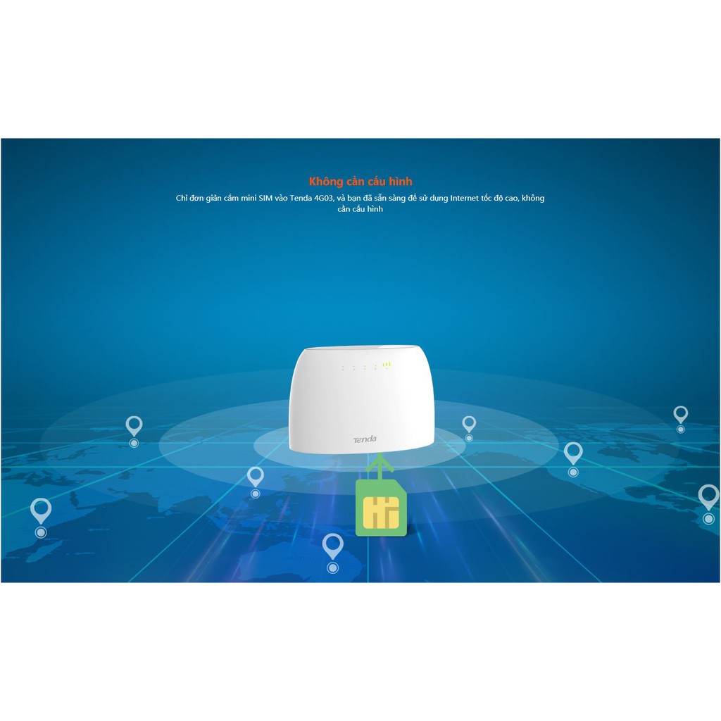 Bộ phát wifi 4G Router WiFi dùng Sim 4G LTE chính hãng Tenda 4G03 N300