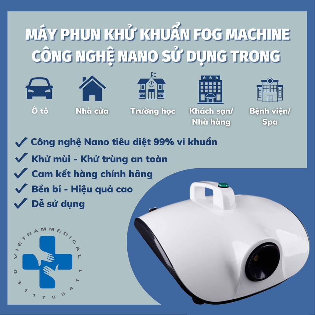 Máy Phun Khử Khuẩn Nano FOG MACHINE 1500W - Máy Khử Mùi Ô Tô