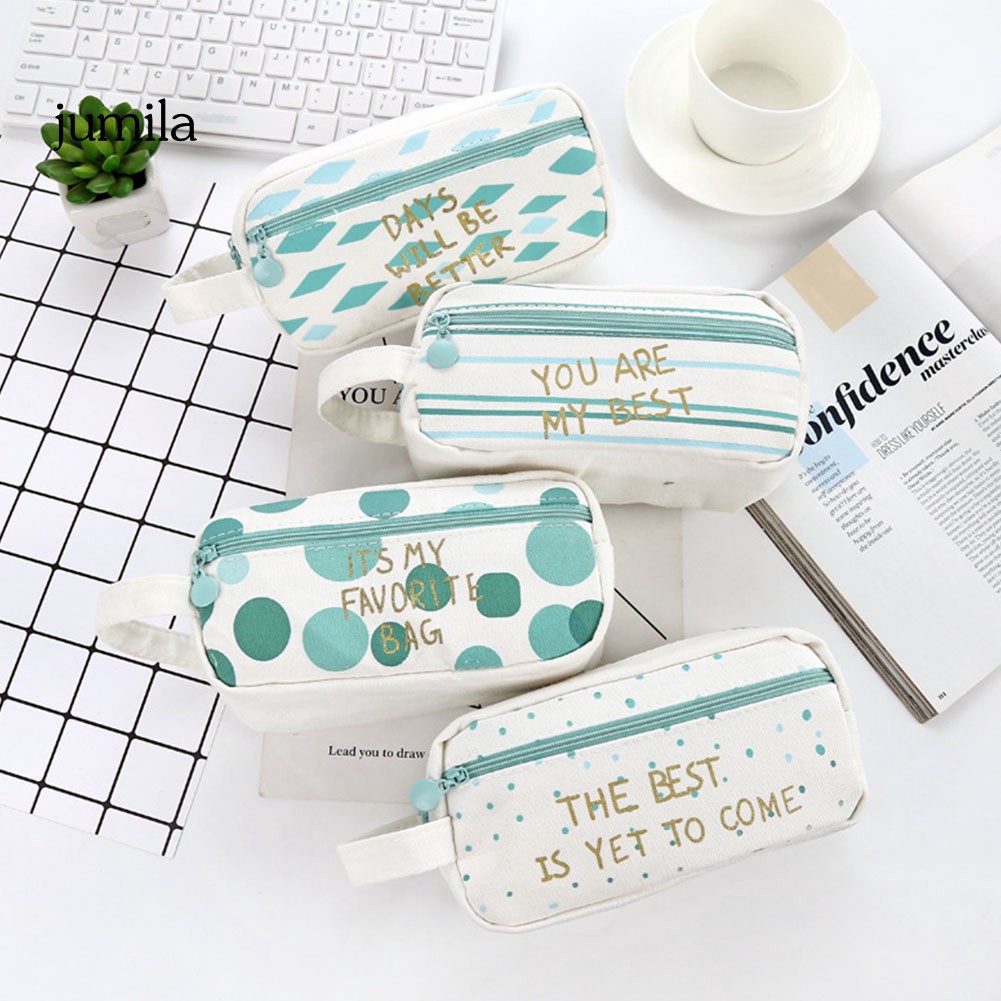 Túi canvas cỡ lớn đựng bút sắp xếp văn phòng phẩm gọn gàng cho học sinh