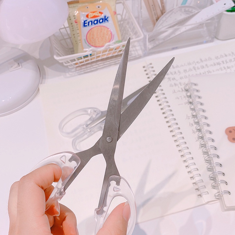Kéo cắt giấy trong suốt thời trang tiện lợi cho học sinh/văn phòng làm sổ lưu niệm