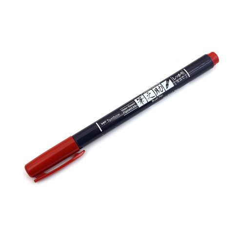 Bút lông đầu cọ viết calligraphy Tombow Fudenosuke – Màu đỏ (Red)