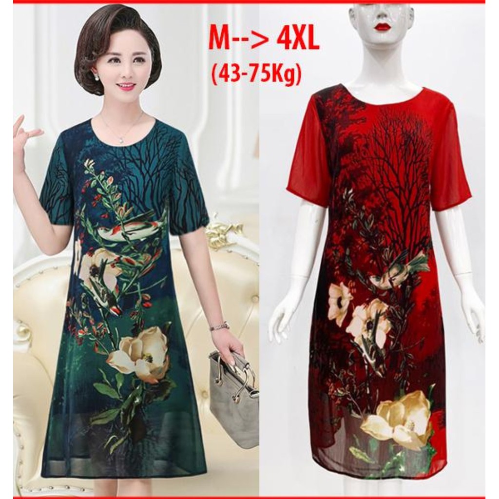 Đầm suông hoa quý bà cực sang - Mua đầm trung niên giá tốt