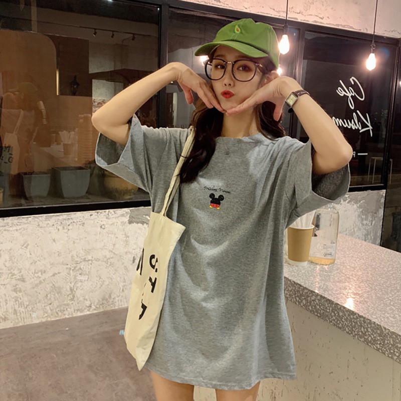 Áo Thun Nữ Ngắn Tay In Hình Chuột Mickey Thời Trang