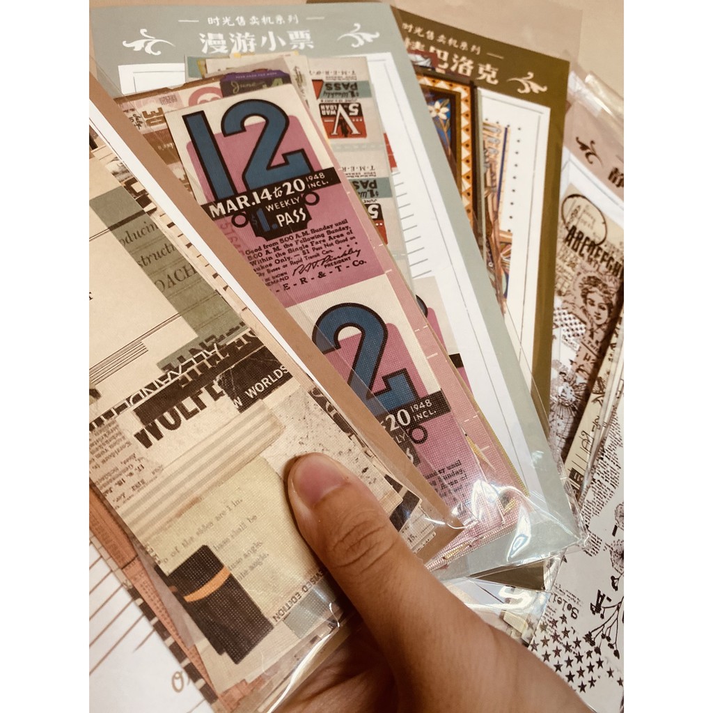 set 30 miếng dán/ Long sticker / hình dán dài/ Vintage. Trang trí nhật ký/ giấy/ thiệp...Sáng tạo độ