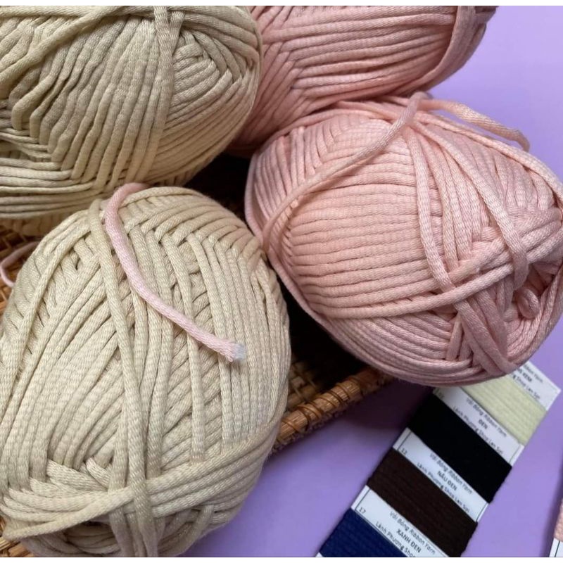 Sợi Vải Bông Ribbon Yarn 100gr_ sợi móc túi kiểu Hàn Quốc