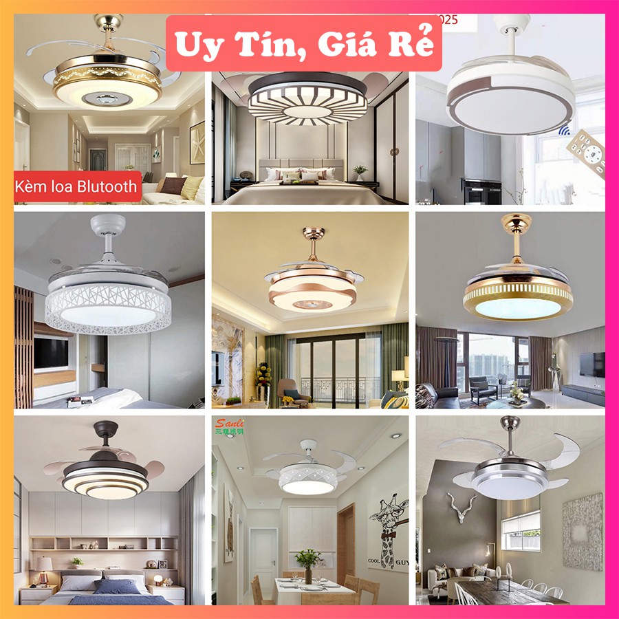 Quạt trần đèn giấu cánh 6 số, động cơ DC tiết kiệm điện, mẫu mã đa dạng
