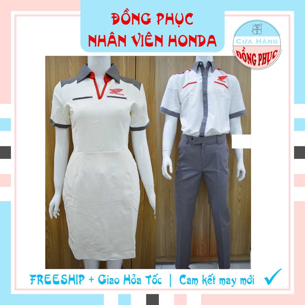 ĐỒNG PHỤC NHÂN VIÊN BÁN HÀNG HONDA NAM NỮ, ĐẦM NỮ-ÁO SƠ MI HONDA, MẪU ĐÚNG CHUẨN CỦA HEAD, Gía sỉ