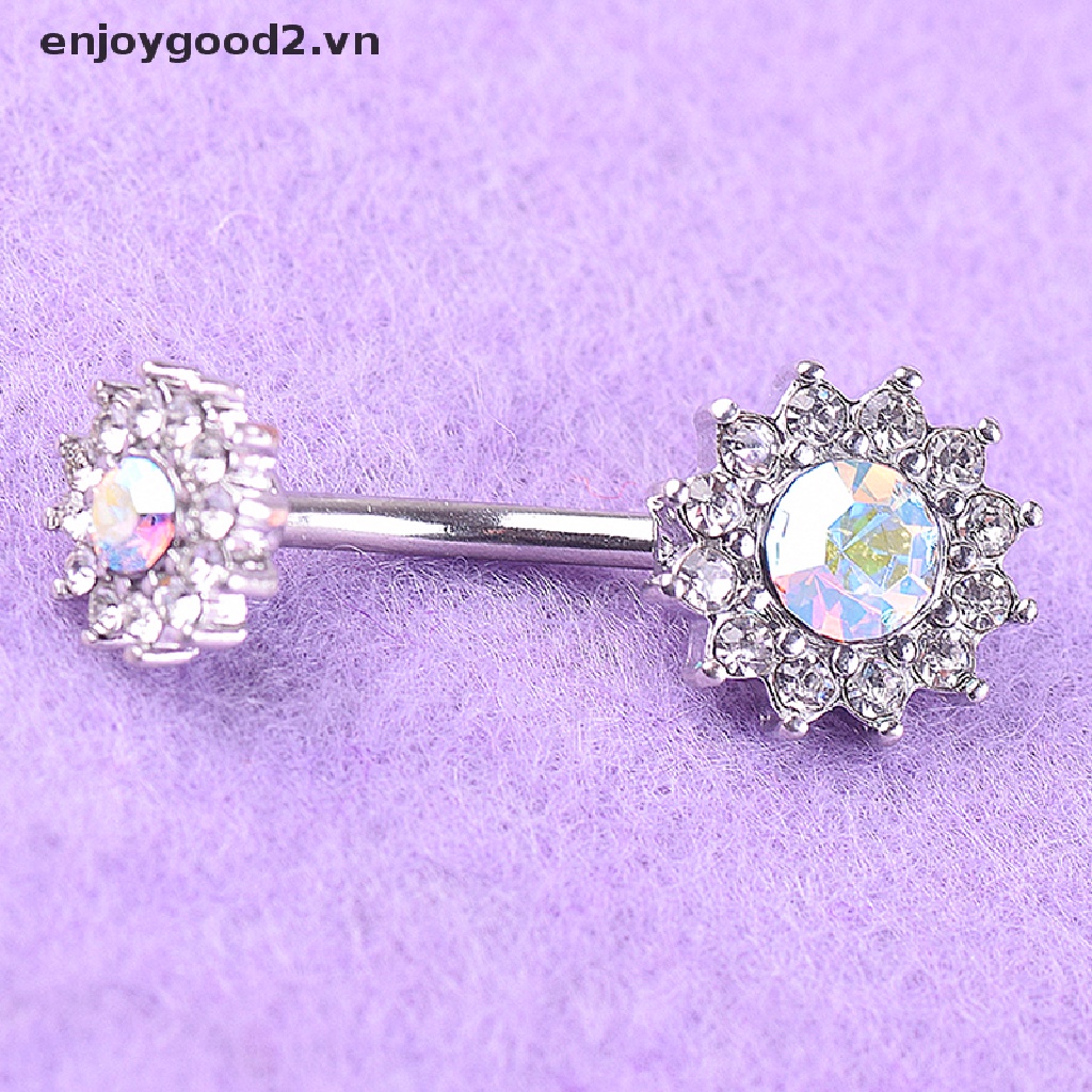 & Enjoy & Khuyên Rốn Dạng Thanh Tạ Hình Hoa Đính Pha Lê Làm Quà Tặng