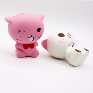 Squishy Mèo Nơ Hồng, Trắng