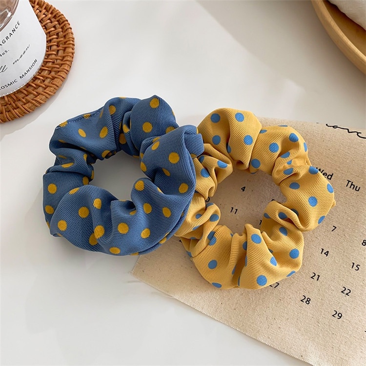 Dây buộc tóc vải đàn hồi họa tiết chấm bi xinh xắn thời trang