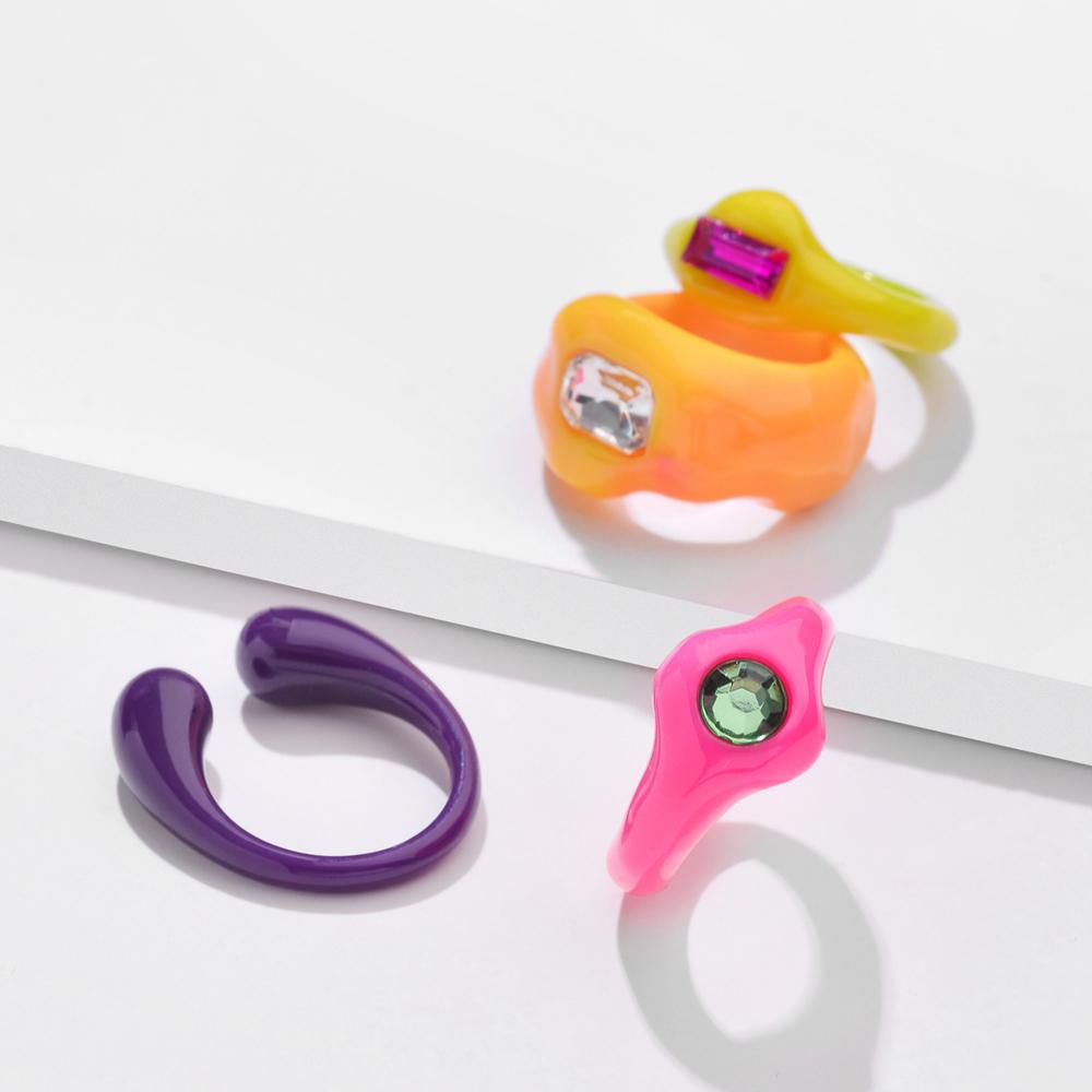 Bộ Nhẫn Resin Màu Kẹo Ngọt Dễ Thương Phong Cách Hàn Quốc Dành Cho Bạn Nữ