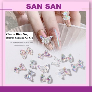 Charm hình nơ, bướm, gấu xà cừ trang trí móng