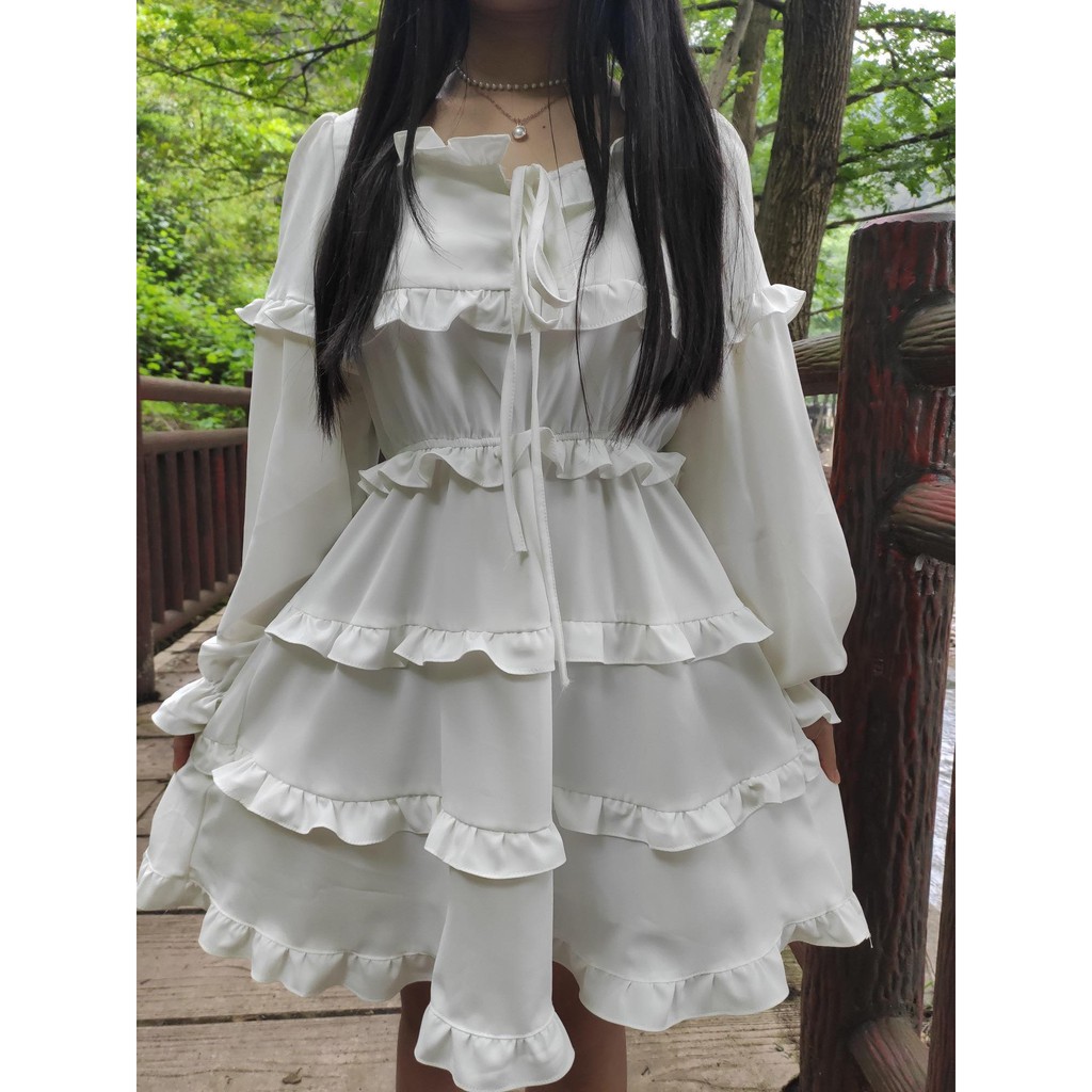 Đầm tầng trắng / đen dễ thương - D36